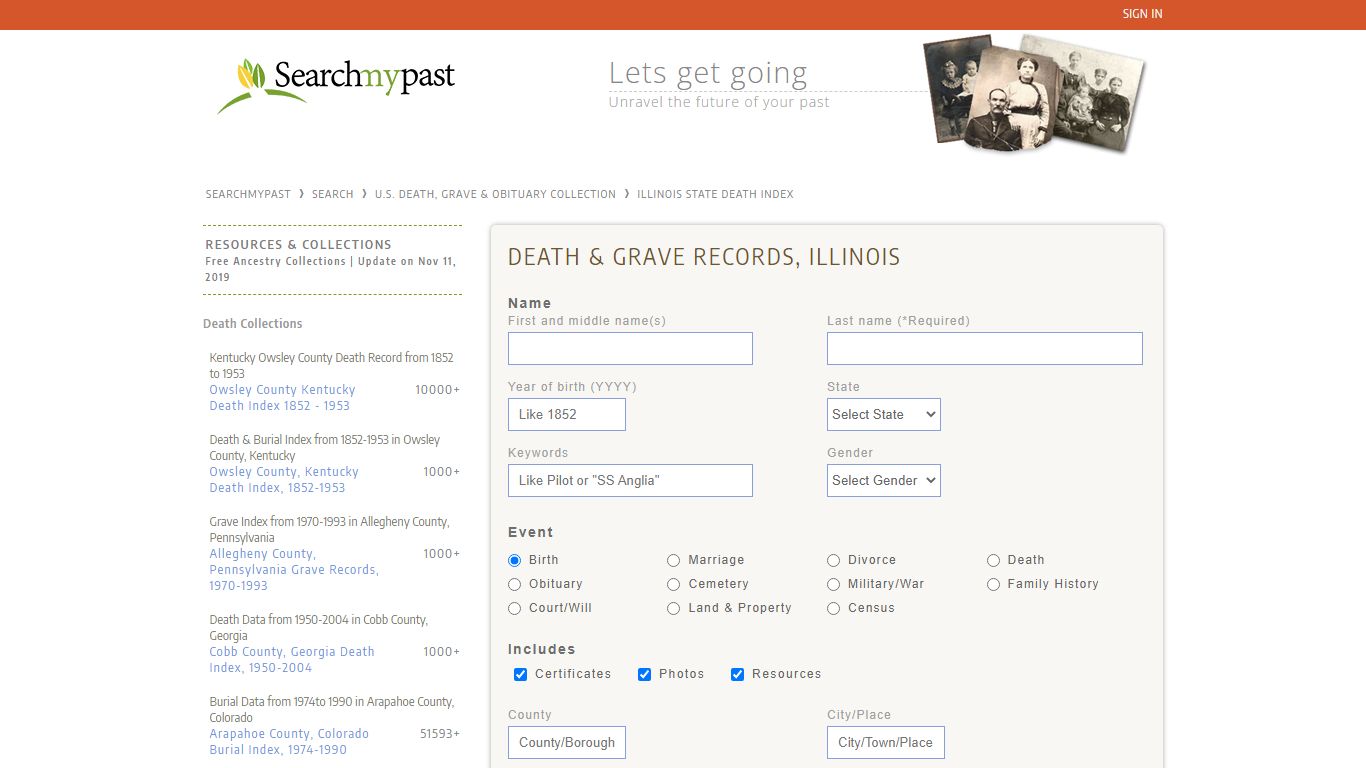 Illinois State Death Index | Searchmypast